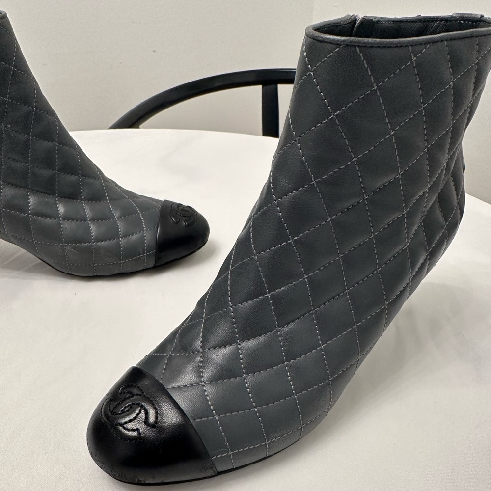 Chanel quilted cap toe CC booties boots shoes